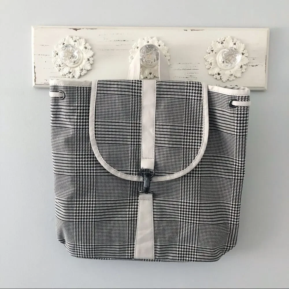 Lulu Dharma Frasier Drawstring Plaid Backpack NEW